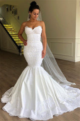AmazingMermaid Spaghetti Straps Sleeveless Lace Wedding Dresses-showprettydress