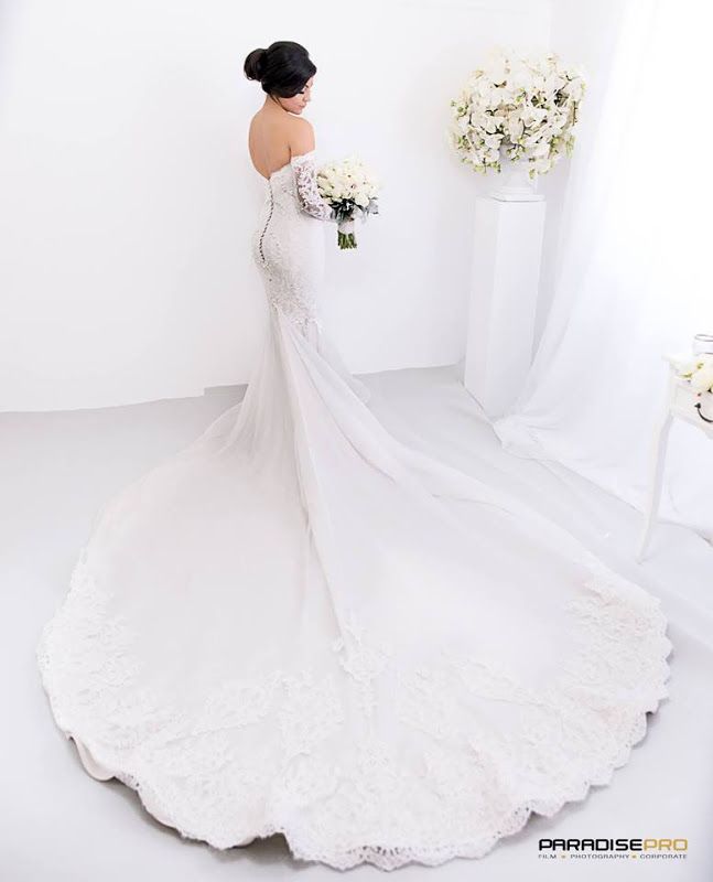 AmazingSweetheart Lace Mermaid Pearls Zipper Wedding Dress-showprettydress