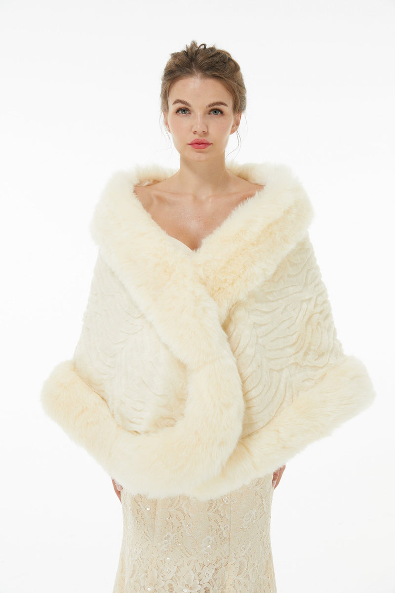 Amber - Winter Faux Fur Wedding Wrap-showprettydress