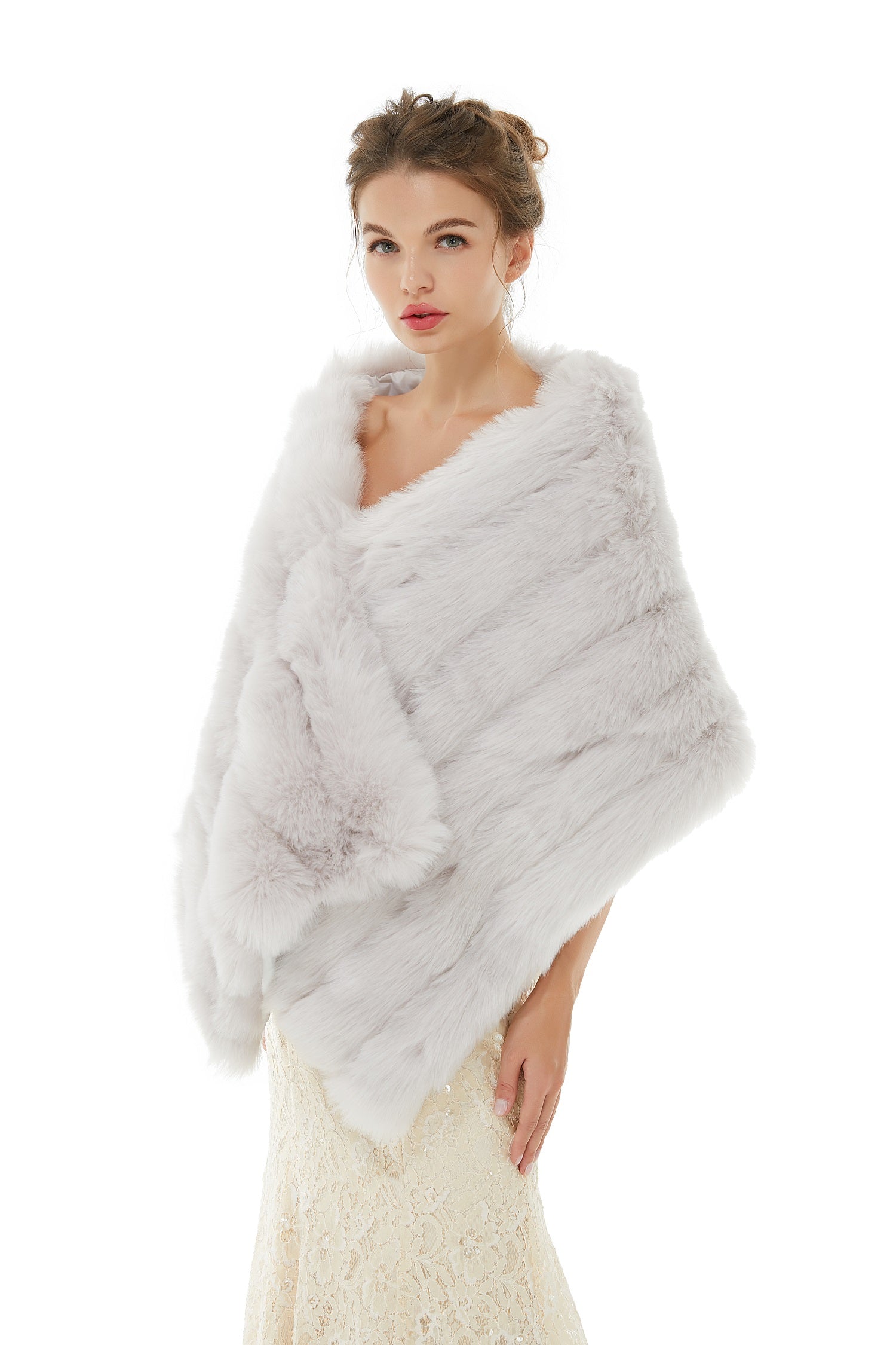 Amelia - Winter Faux Fur Wedding Wrap-showprettydress
