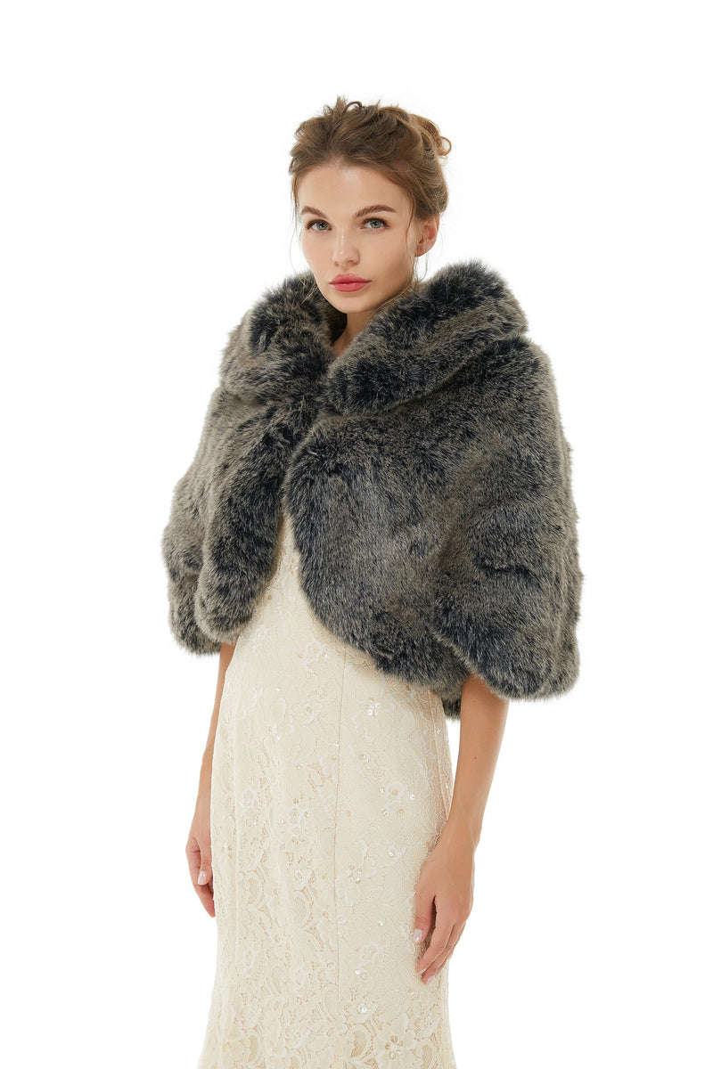 Amey - Winter Faux Fur Wedding Wrap-showprettydress