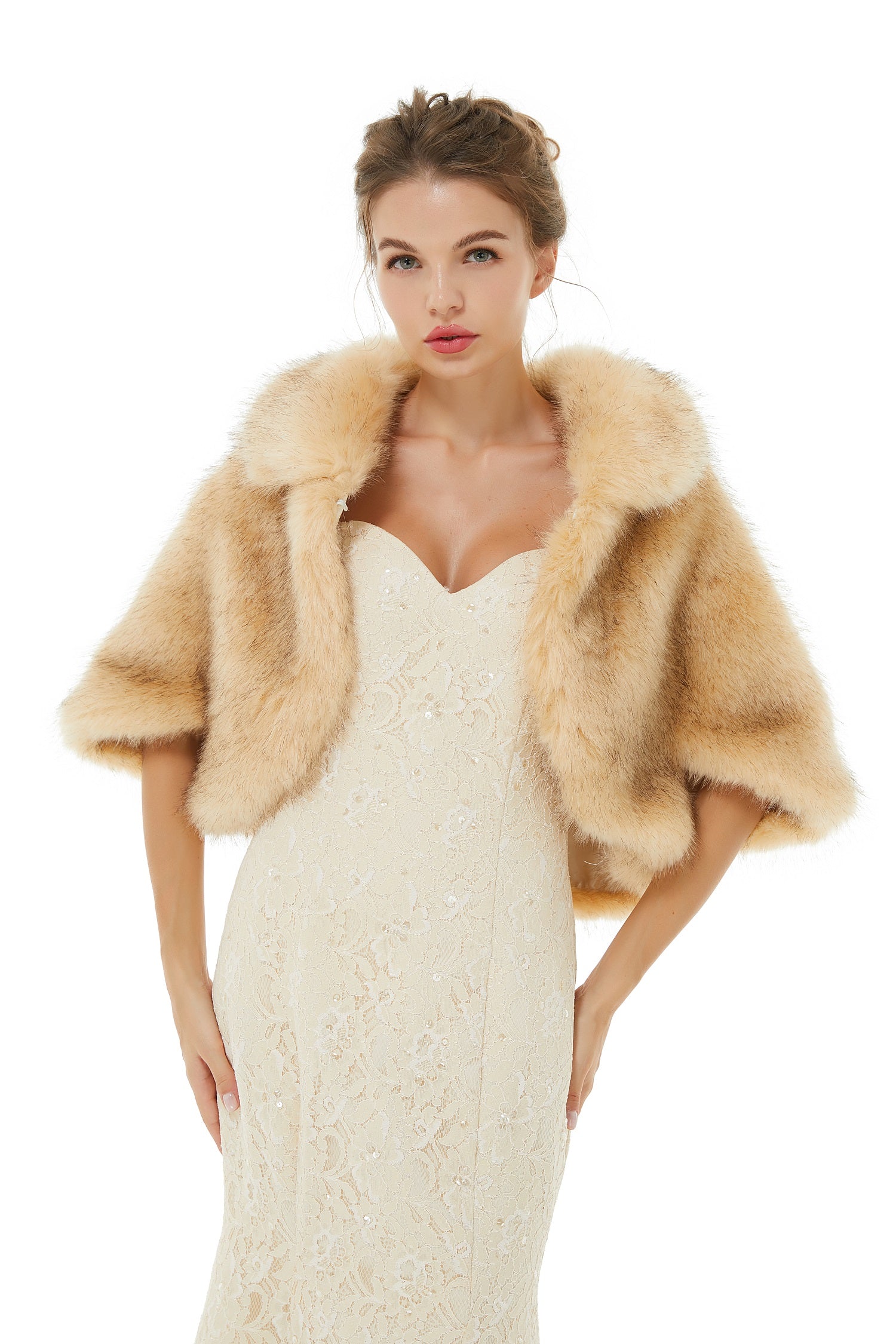Amy - Winter Faux Fur Wedding Wrap-showprettydress