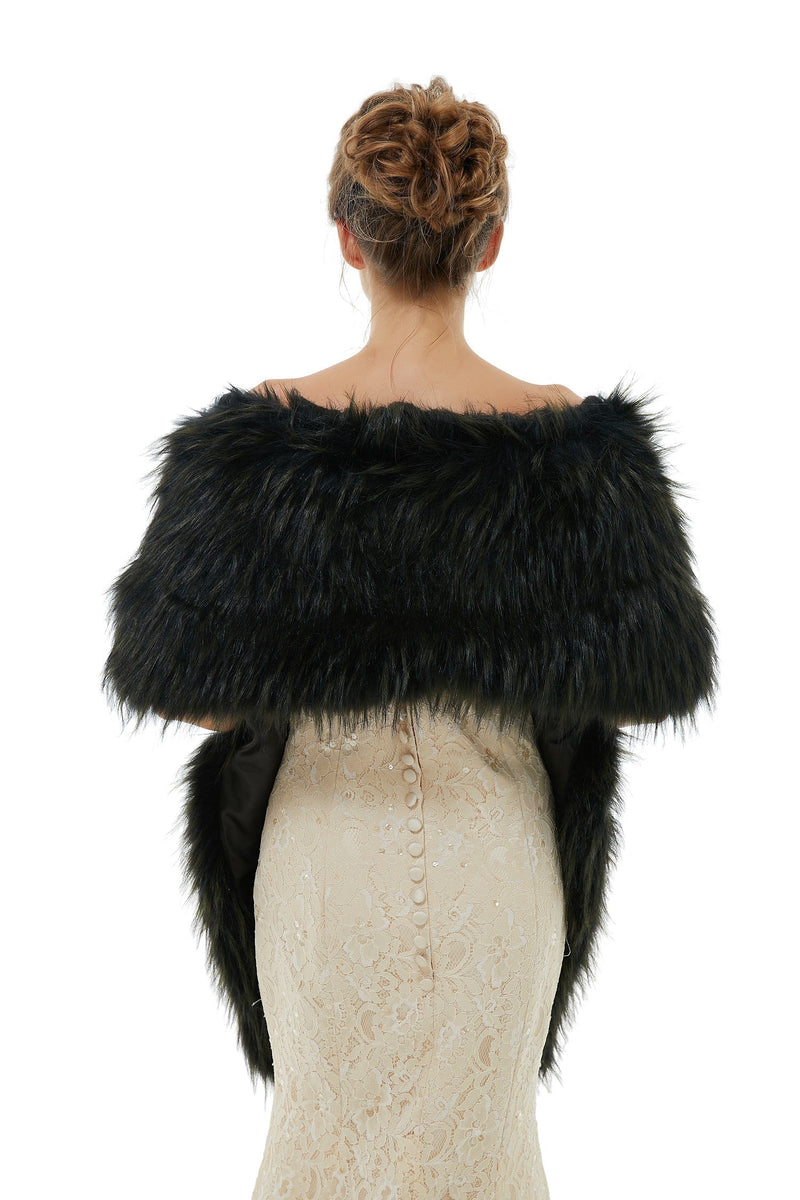 Badra - Winter Faux Fur Wedding Wrap-showprettydress