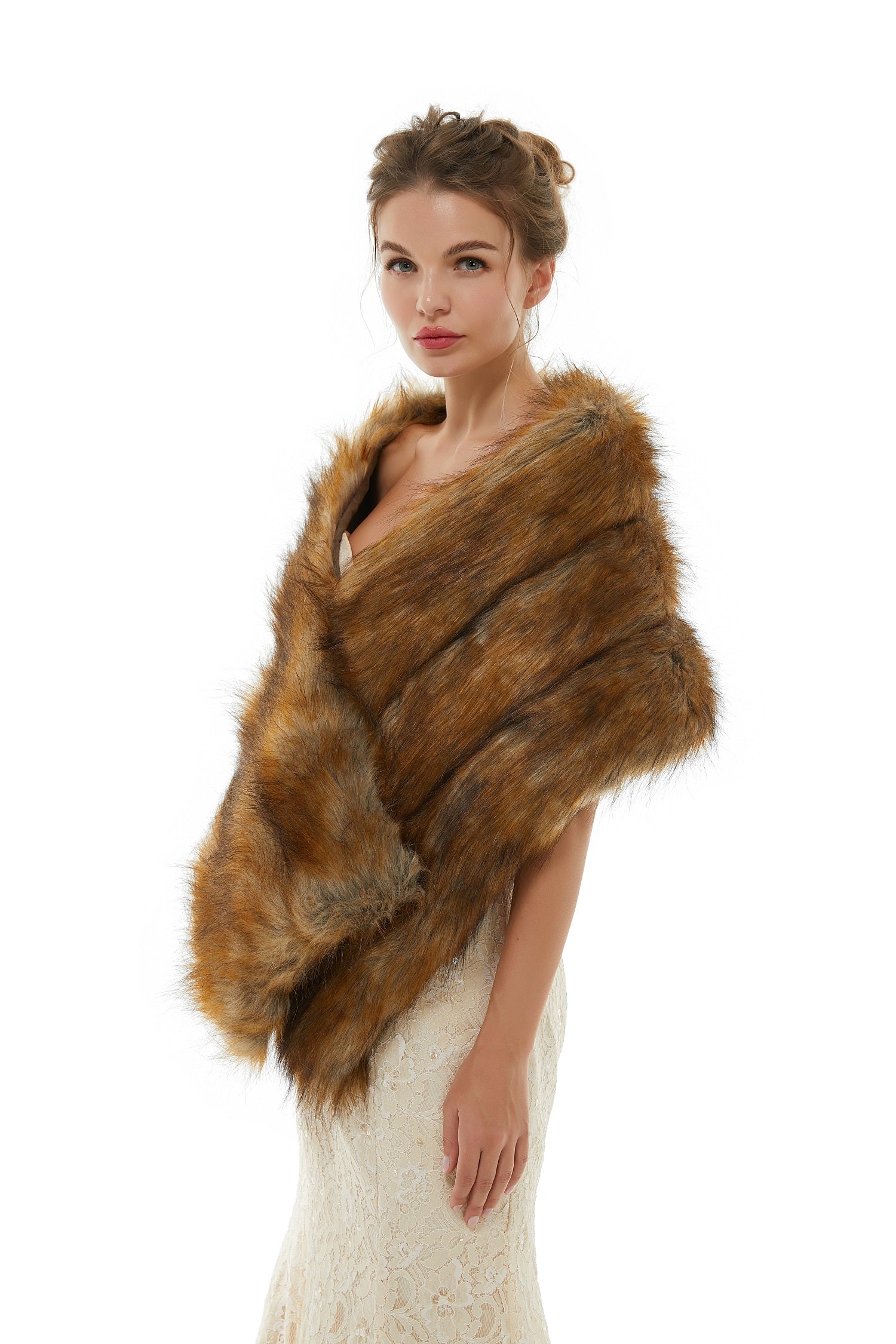 Beatrice - Winter Faux Fur Wedding Wrap-showprettydress