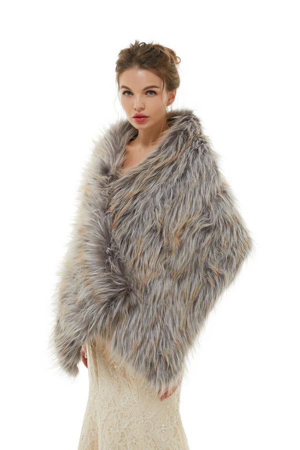 Belinda - Winter Faux Fur Wedding Wrap-showprettydress