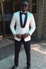 Bespoke White Shawl Lapel One Button Wedding Suits-showprettydress