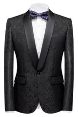 Black Jacquard Well-cut Shawl Lapel Wedding Men Suits-showprettydress