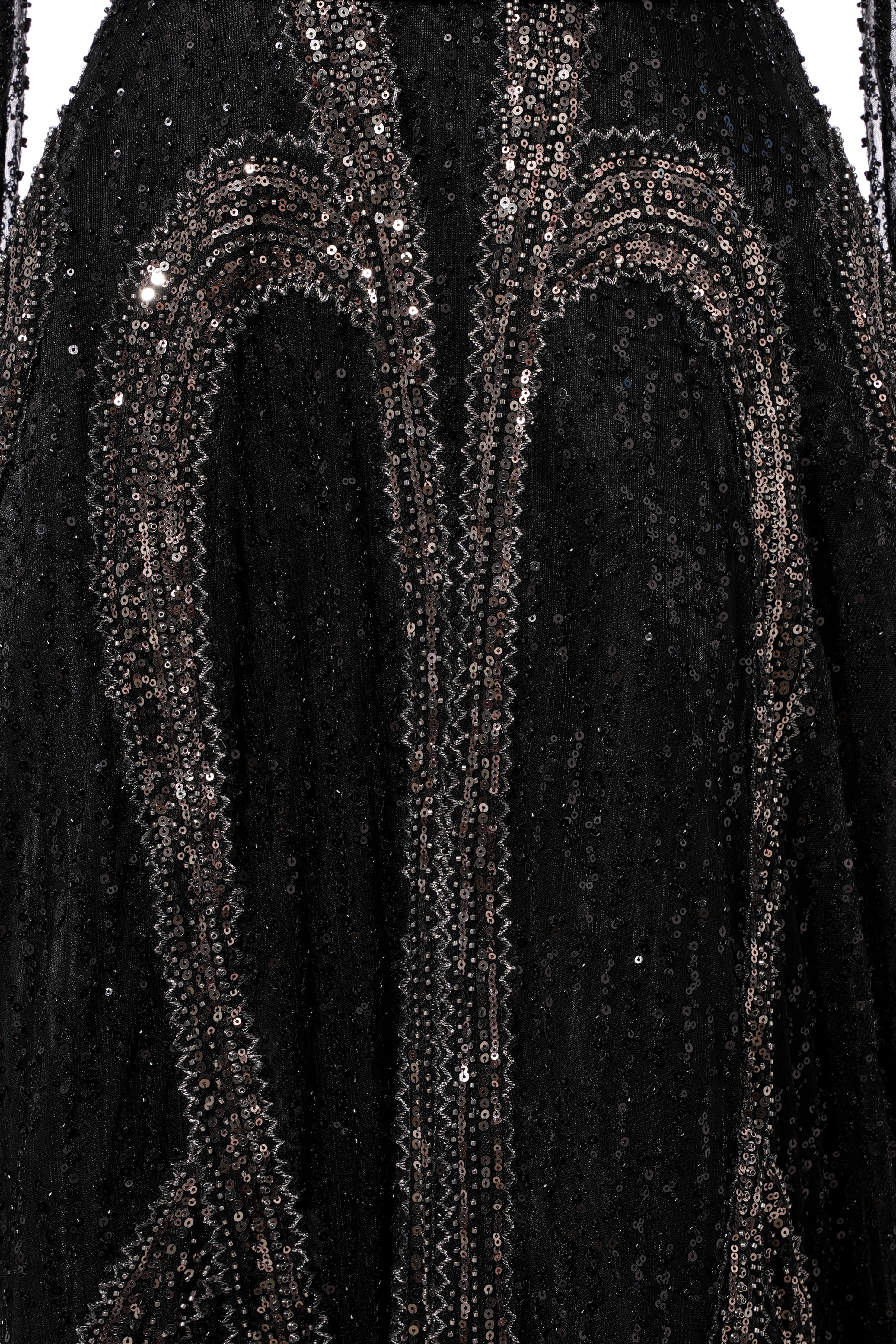 Black Long sleeves V-neck Luxury Sparkle Princess Evening Dresses-showprettydress
