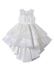 Blue Jewel Neck Sleeveless Short Princess Dress Sash Lace Kids Party Dresses