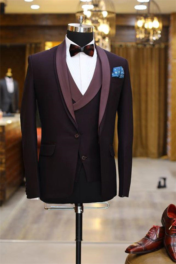 Brenden Purple Slim fit Prom Suit Three Pieces Shawl Lapel Tuxedo-showprettydress