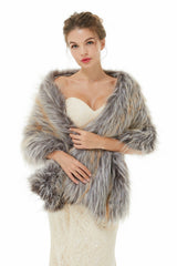 Brown Faux Fur Shawl For Bride For Winter-showprettydress