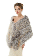 Brown Faux Fur Shawl For Bride For Winter-showprettydress