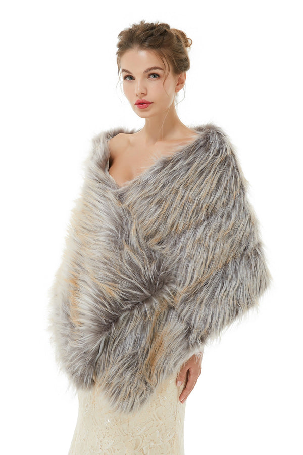 Brown Faux Fur Shawl For Bride For Winter-showprettydress