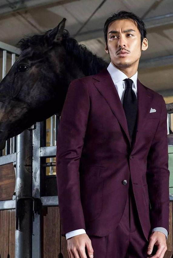 Burgundy Two Buttons Business Suits Wine Red Mens Suits for Prom-showprettydress