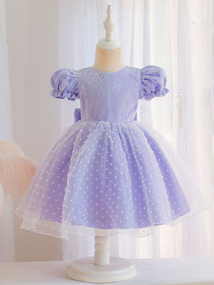 Cameo Brown Jewel Neck Short Sleeves Formal Kids Pageant flower girl dresses-showprettydress