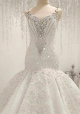 Cap Sleeves Sparkle Diamond Fit and Flare Wedding Dresses Online-showprettydress
