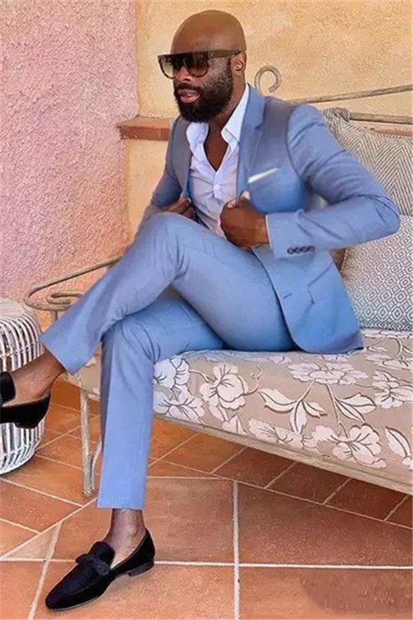 Casual Blue Men Suits Latest Design Business Man Blazer with 2 Piece-showprettydress