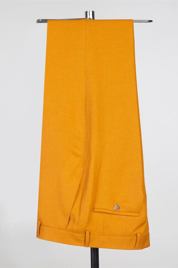 Orange Peaked Lapel Two-Layer Satin Double-Breasted Men's Suit