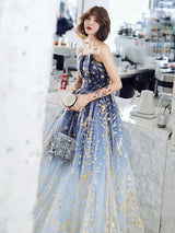 Charming Evening Dress A-Line Strapless Matte Satin Floor-Length Pleated Sequined evening dress-showprettydress