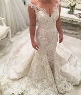Charming Sleeveless Mermaid Lace Wedding DressNew Arrival Long Bridal Gowns-showprettydress