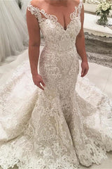 Charming Sleeveless Mermaid Lace Wedding DressNew Arrival Long Bridal Gowns-showprettydress