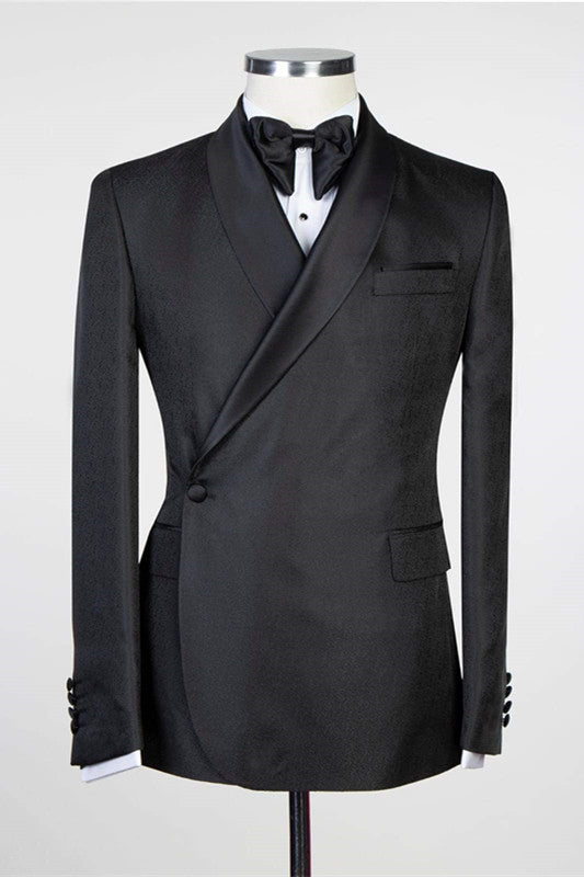 Chic Black Designer Shawl Lapel Men Suits for Wedding-showprettydress