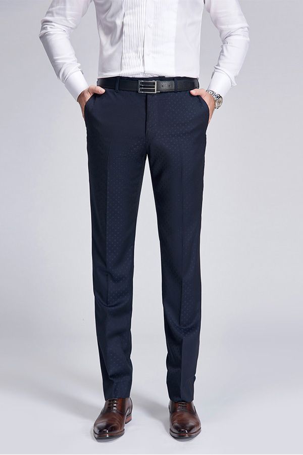 Chic Blue Dots Shawl Lapel Wedding Tuxedos Dark Navy Wedding Suits for Men-showprettydress