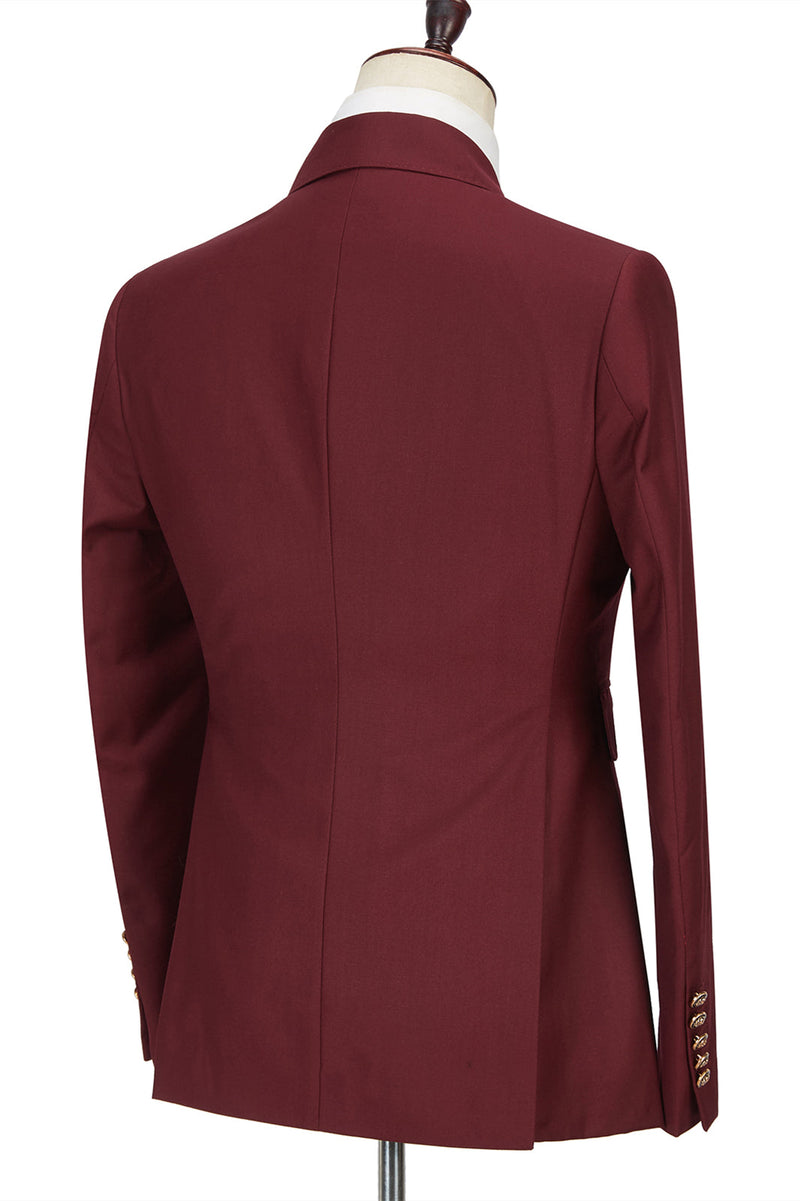 Chic Breasted Burgundy Peak Lapel Mens Formal Suit – showprettydress