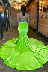 Chic Long Mermaid Sleeveless Backless Formal Prom Dress With Beading-showprettydress