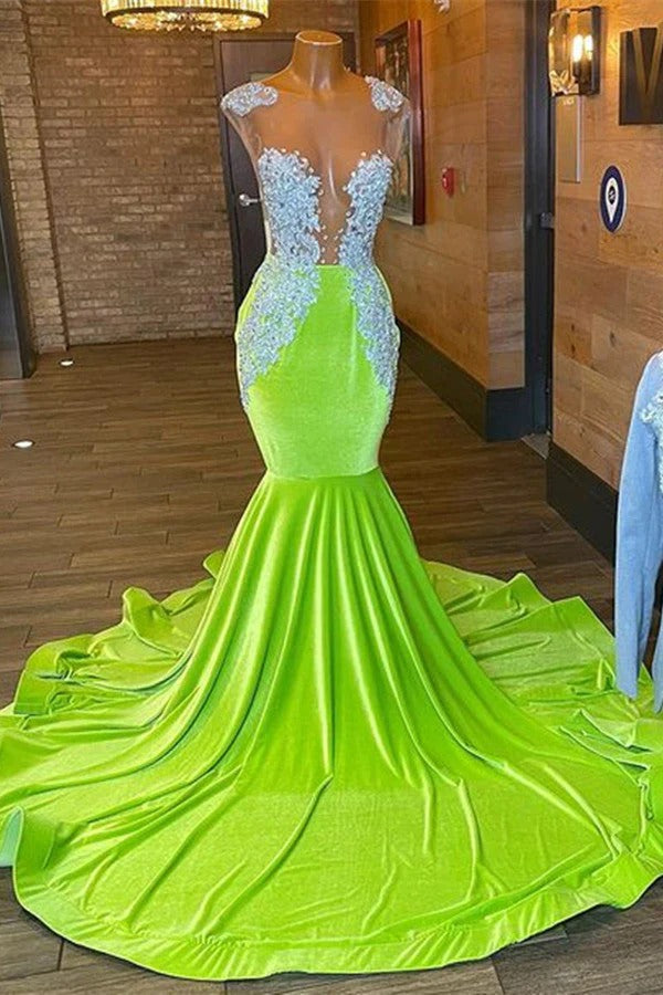 Chic Long Mermaid Sleeveless Backless Formal Prom Dress With Beading-showprettydress
