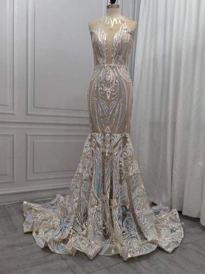 Chic Sequins Mermaid Prom Dresses Sparkle Evening Dresses On Sale-showprettydress