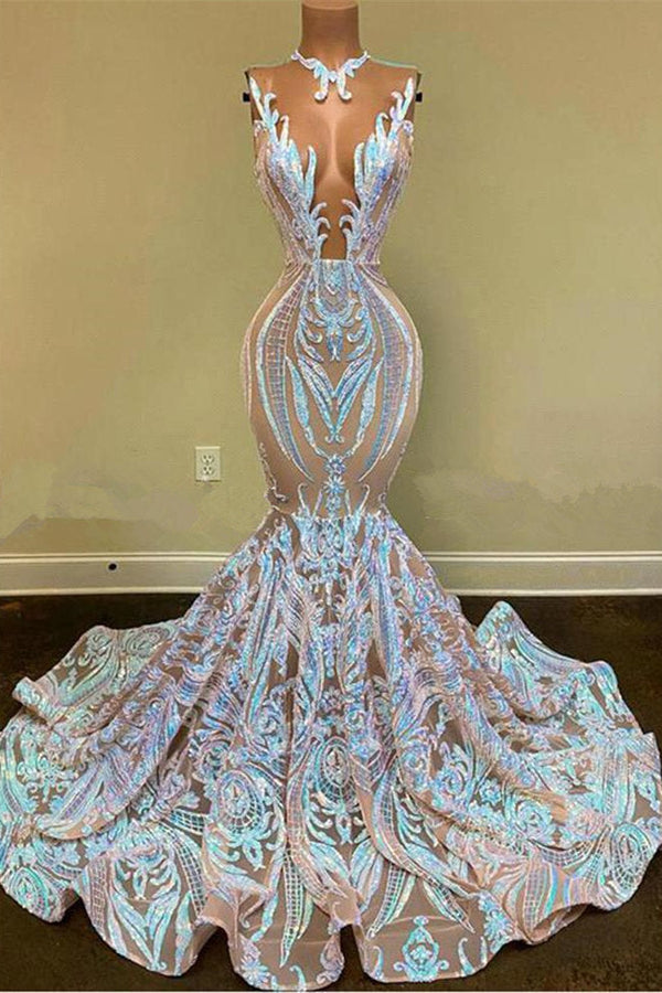 Chic Sequins Mermaid Prom Dresses Sparkle Evening Dresses On Sale-showprettydress