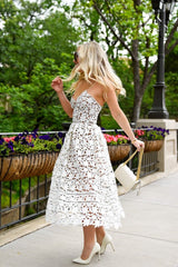 Chic White Spaghetti Strap Princess Summer Homecoming Dresses-showprettydress