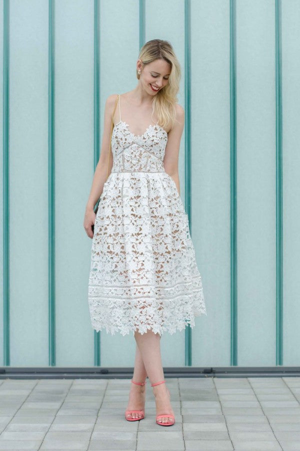 Chic White Spaghetti Strap Princess Summer Homecoming Dresses-showprettydress