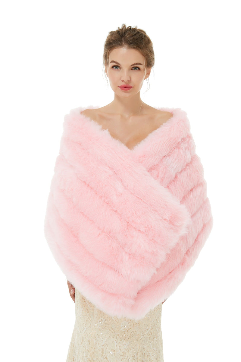 Chloe - Winter Faux Fur Wedding Wrap-showprettydress