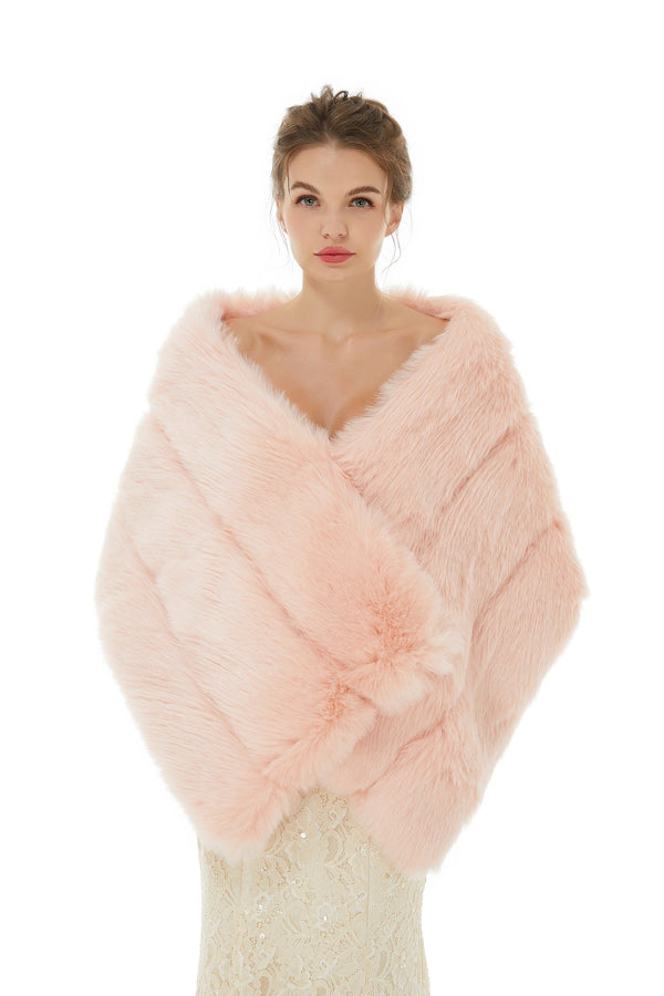 Christina - Winter Faux Fur Wedding Wrap-showprettydress