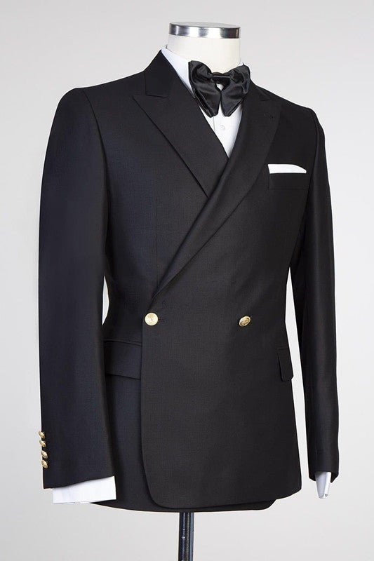 Classic Black Peaked Lapel Classy Men Suits for Prom-showprettydress