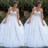 Classic Lace Appliques Straps Wedding Dresses Sleeveless On Sale-showprettydress