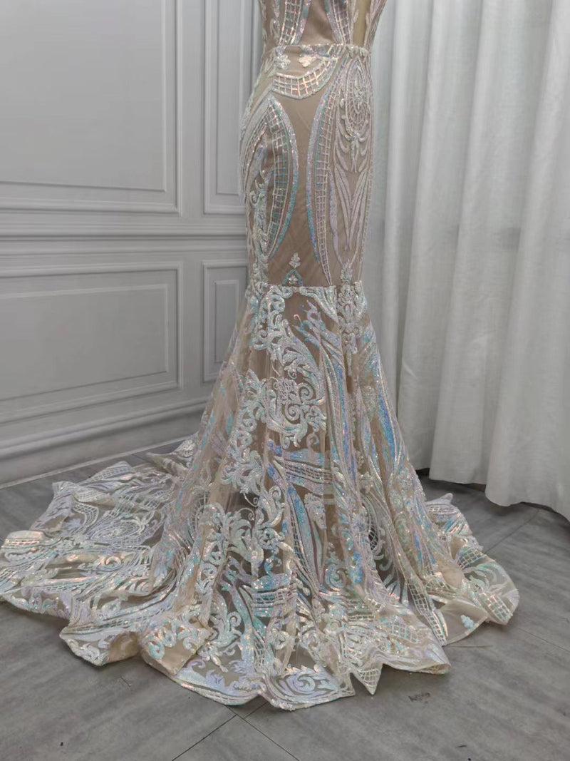 Classic Mermaid Lace Floor-Length Prom Dress On Sale-showprettydress