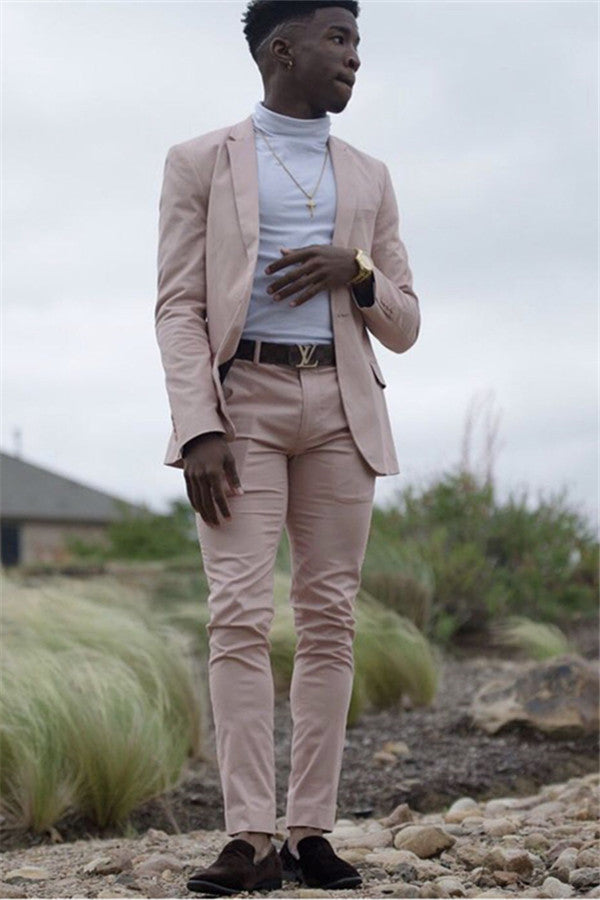 Classic Pink Slim Fit Prom Men Suit Two Piece Prom Suit Online