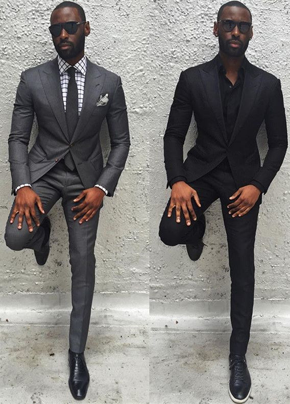 Classy Dark Gray Slim Fit Men Suit Formal Formal Bridegroom Wedding Suits-showprettydress