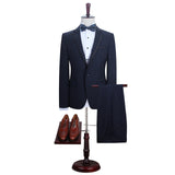 Classy Dark Navy Notched Lapel Designer Best Men Suits Online-showprettydress