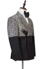 Classy Leopard Print Black Double Breasted Men Suits-showprettydress