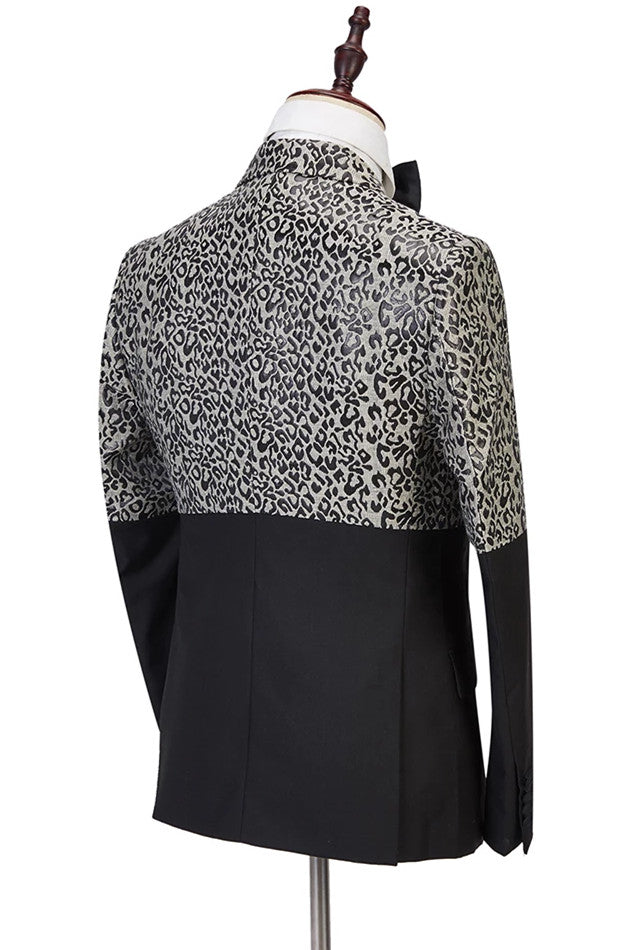 Classy Leopard Print Black Double Breasted Men Suits-showprettydress