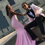 Classy Pink Jacquard Men Suit One Button Prom Suit with Shawl Lapel-showprettydress