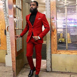 Classy Red Two Piece Slim Fit Prom Men Suit-showprettydress