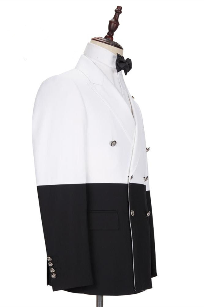 Classy White and Black Double Breasted Men Suits Online-showprettydress