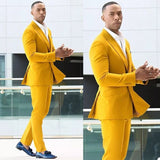 Classy Yellow Double Breasted Peaked Lapel Men's Prom Suits Online-showprettydress