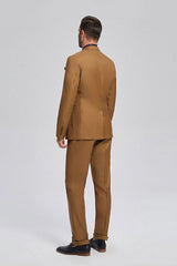 Custom design Patch Pocket Gold Brown Mens Suits for Formal-showprettydress