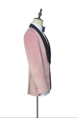 Custom design Pink Wedding Tuxedos Black Silk Shawl Lapel Marriage Suits for Men-showprettydress